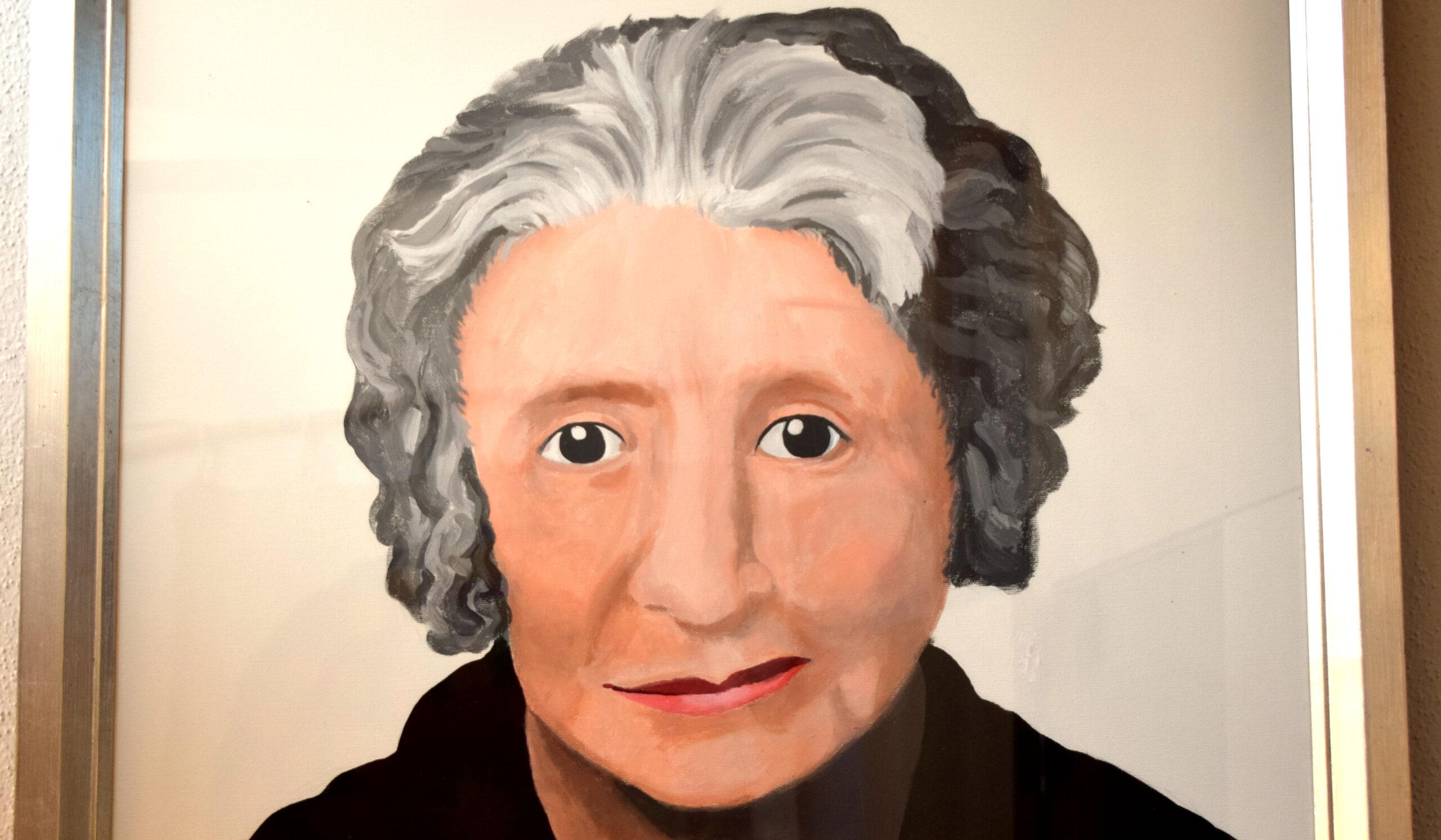 Portrait von Maria Montessori gemalt von einer ehemaligen Schülerin der Montessori Schule Eberharting